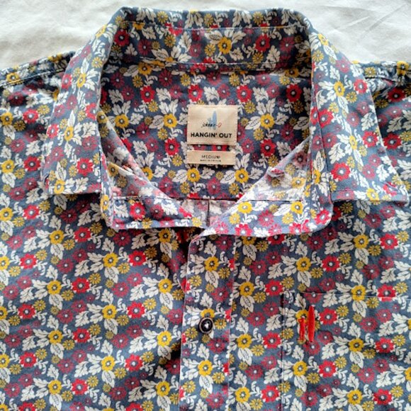 JOHNNIE-O | Hangin Out Floral Long Sleeve Button Down Shirt 'Wake' Casual  M - Picture 6 of 11